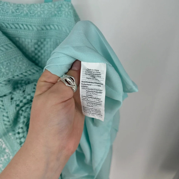 J. Crew Floral Cyan Square Neck Spaghetti Strap Midi Mermaid Dress - Picture 3 of 4